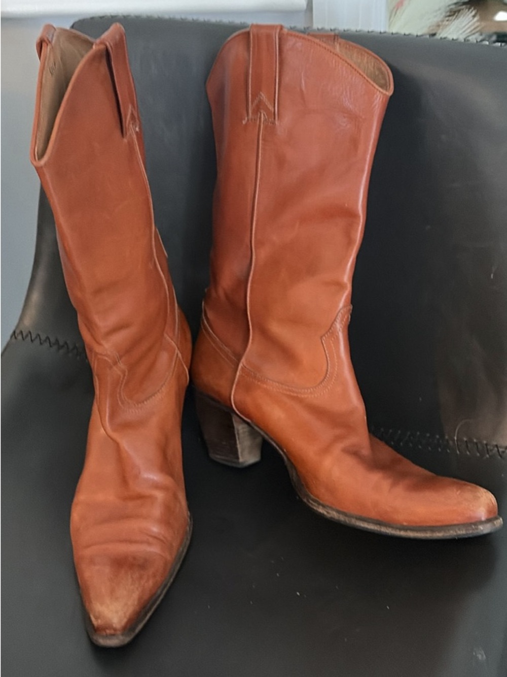 Women's Tan Leather Western Boots